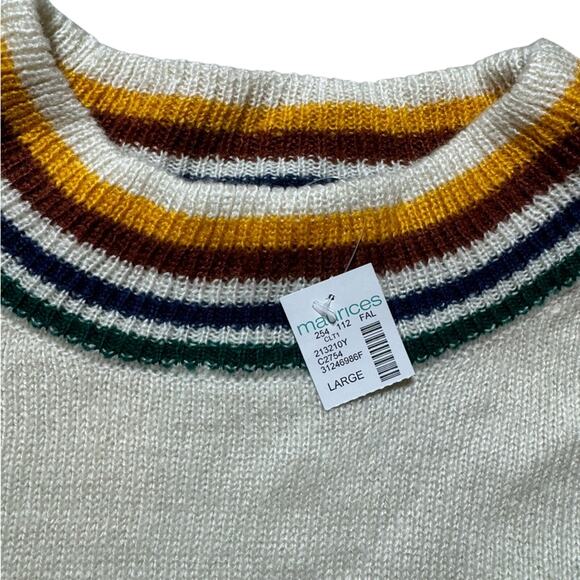 Maurices Star Crew Neck Pullover Sweater‎ Striped Long Sleeve Size Large - Picture 2 of 6